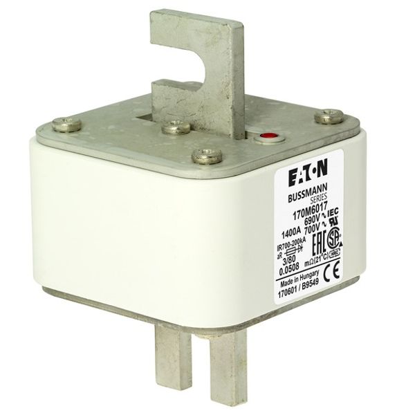 Fuse-link, high speed, 1400 A, AC 690 V, DIN 3, 76 x 76 x 109 mm, aR, DIN, IEC, single indicator image 5