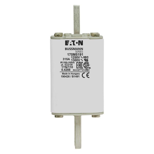 Fuse-link, high speed, 315 A, AC 1250 V, size 1, 53 x 66 x 138 mm, aR, DIN, IEC, type T indicator image 6