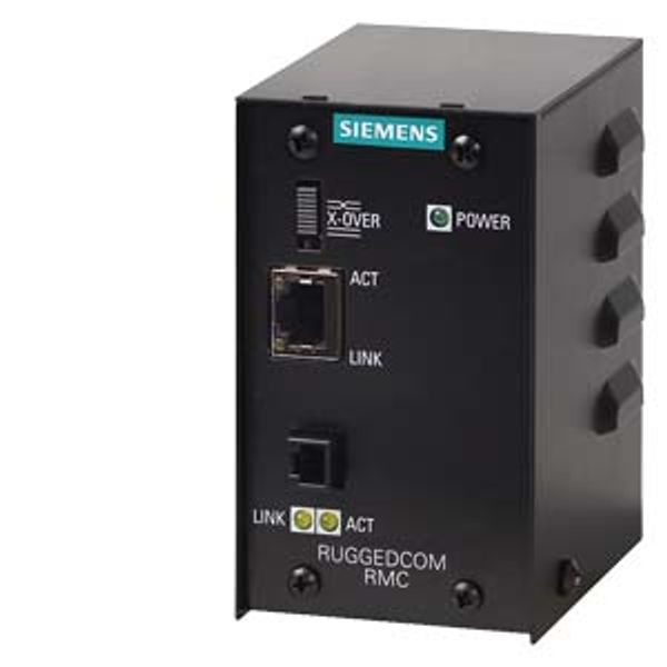 RUGGEDCOM RMC is an industrially hardened fiber optical media converter specifically designed to operate in harsh environments such as those found in electric utility substations and factory floors. different  6GK6001-0AC02-0BA0 image 1