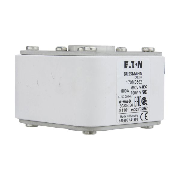 Fuse-link, high speed, 800 A, AC 690 V, size 3, 76 x 92 x 53 mm, aR, IEC, UL, type K indicator image 16