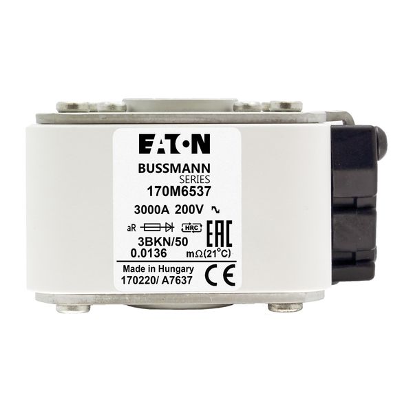 Fuse-link, high speed, 3000 A, AC 200 V, size 3, 76 x 92 x 50 mm, aR, IEC, single indicator image 24