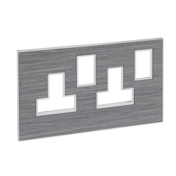 British standard plate Arteor for 13 A twin switched socket outlet 2 gang - wood grey oak image 1