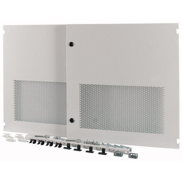 Section wide door, ventilated, HxW=700x1350mm, IP31, grey image 1