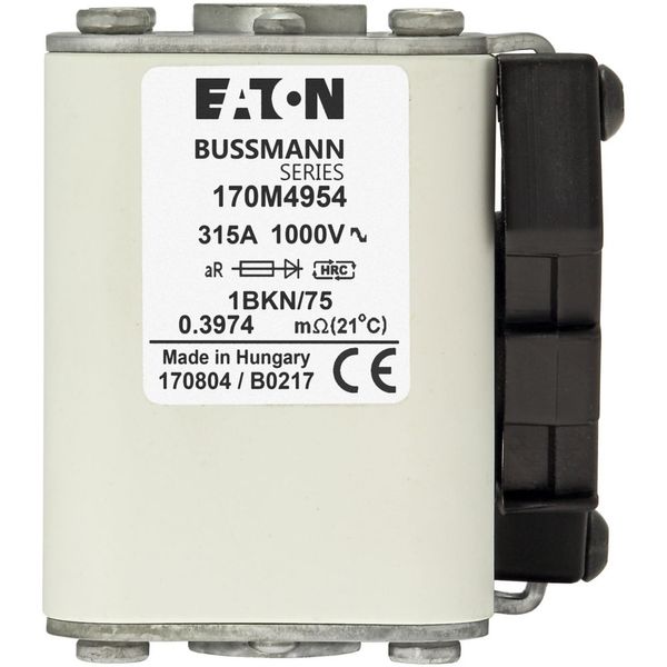 Fuse-link, high speed, 315 A, AC 1000 V, size 1, 52 x 69 x 74 mm, aR, IEC, UL, single indicator image 7