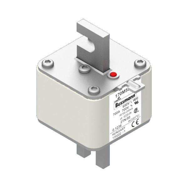 Fuse-link, high speed, 700 A, AC 690 V, DIN 2, 61 x 75 x 108 mm, aR, DIN, IEC, single indicator image 17