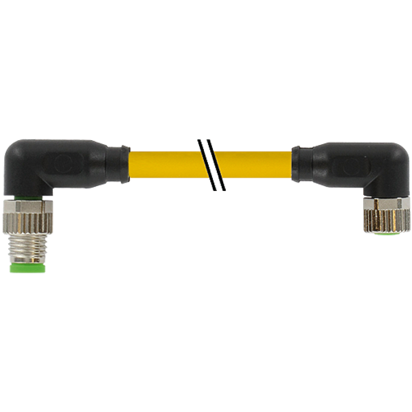 M8 male 90° / M8 female 90° A-cod. PVC 4x0.25 ye UL/CSA 2m image 1