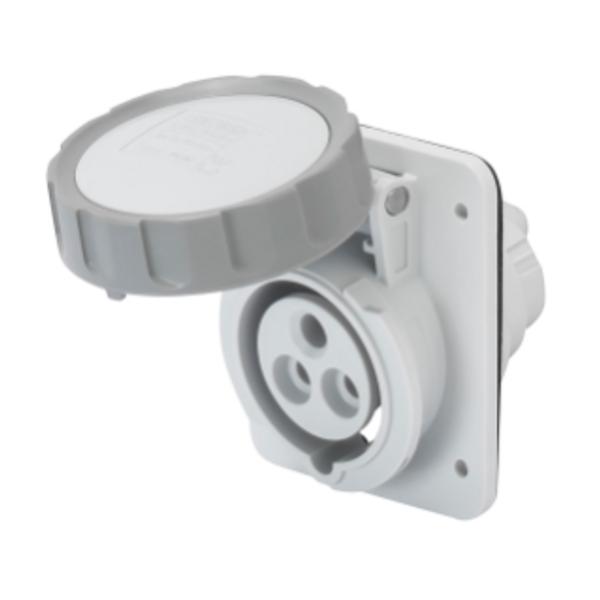 10° ANGLED FLUSH-MOUNTING SOCKET-OUTLET HP - IP66/IP67 - 2P+E 32A >250V d.c. - GREY - 8H - SCREW WIRING image 1