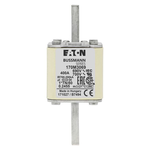 Fuse-link, high speed, 400 A, AC 690 V, compact DIN 1, 45 x 58 x 104 mm, aR, DIN, IEC, single indicator image 6