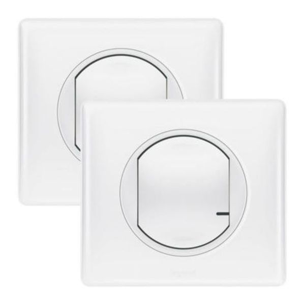 Ready-to-install Céliane create a two-way switch with 1 wireless control and 1 230V~ switch delivered complete in white image 1