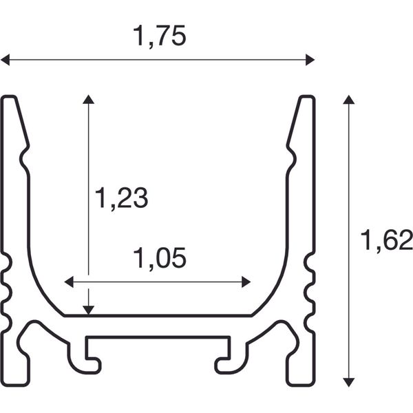 GRAZIA 10 LED Surface profile, standard, grooved, 2m, alu image 3