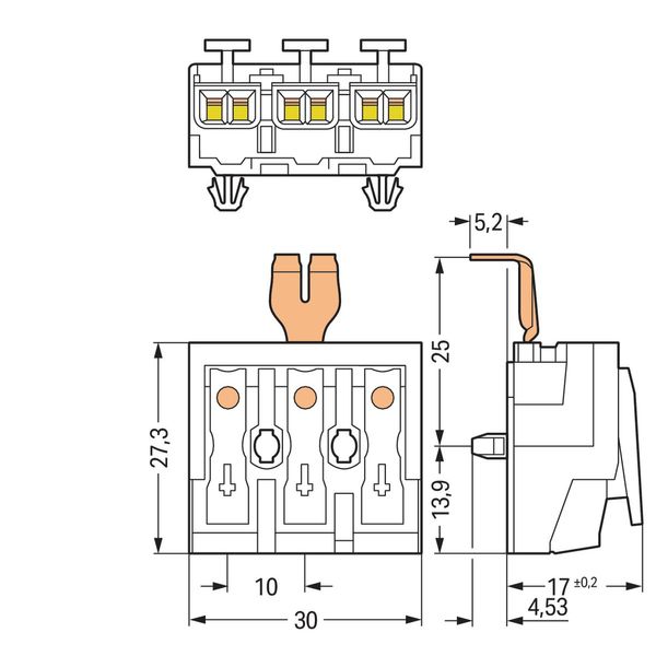 Lighting connector push-button, external with snap-in ground contact w image 4