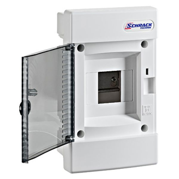 Flush-mounted distribution board 1-row 4MW, transparent door image 1