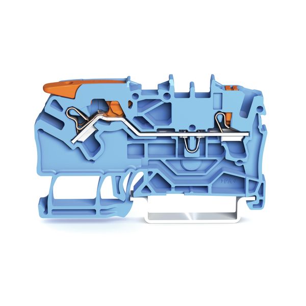 2-conductor through terminal block with lever and push-button 2.5 mm² image 1