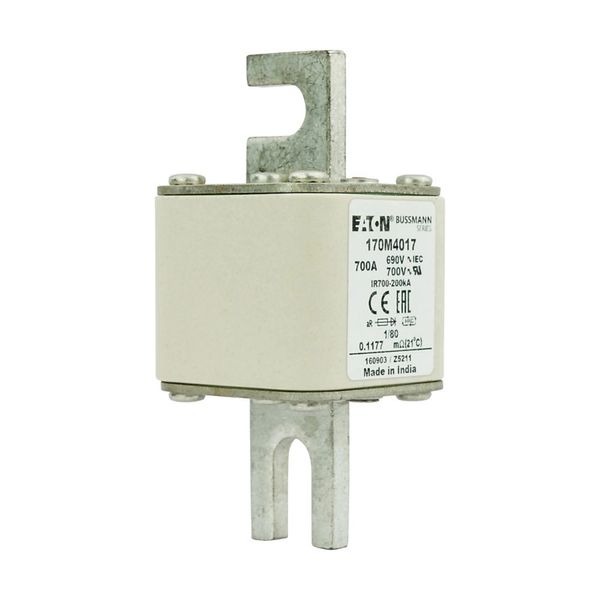 Fuse-link, high speed, 700 A, AC 690 V, DIN 1, 53 x 53 x 108 mm, aR, DIN, IEC, single indicator image 10