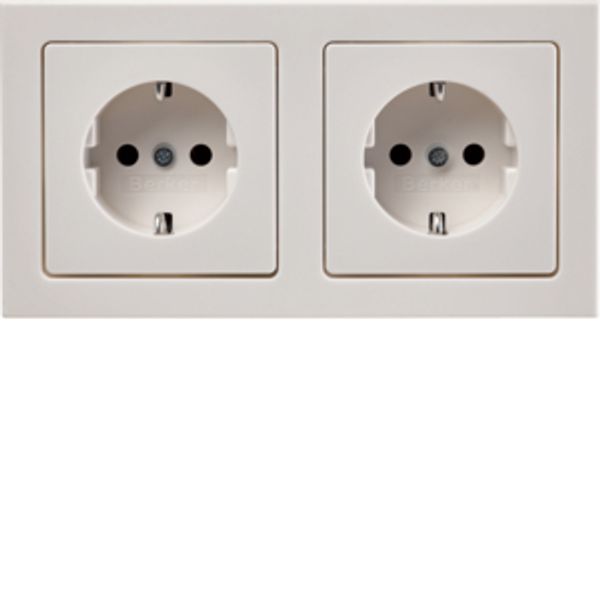 SCHUKO socket outlet combination 2gang, w. frame,Q.3, P-W image 1