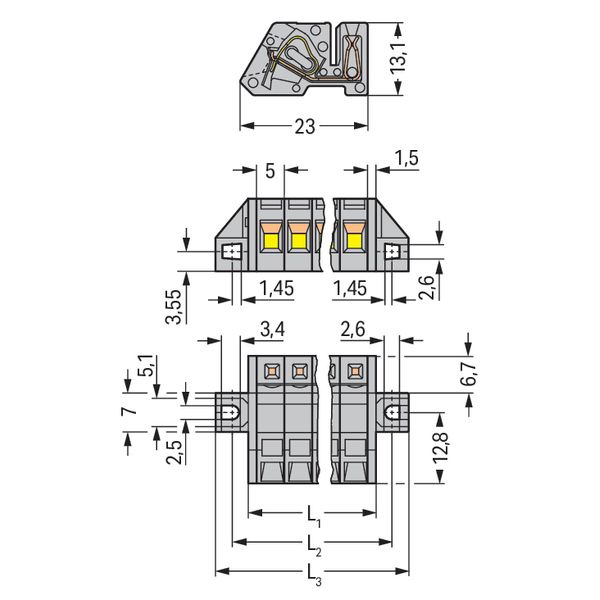 1-conductor female connector, angled CAGE CLAMP® 2.5 mm² gray image 5