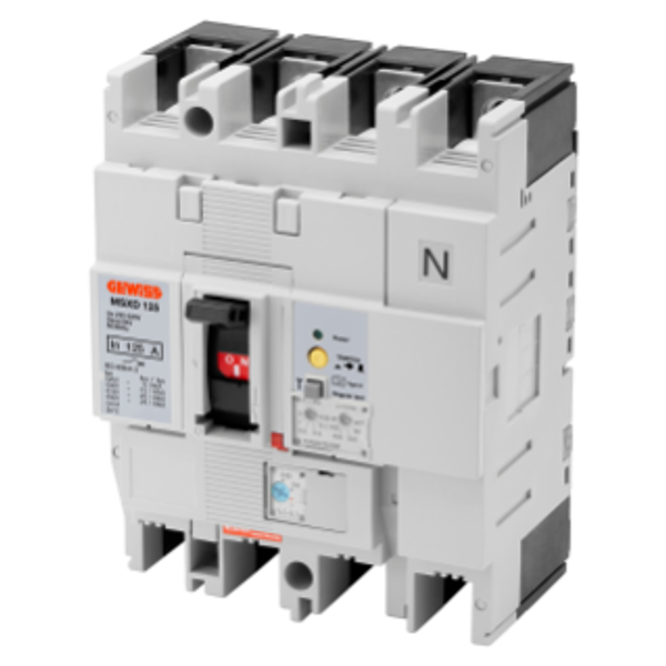 MSXD 125 - MCCB'S WITH RC PROT. - ADJUSTABLE THERMAL AND FIXED MAGNETIC RELEASE - ADJUSTABLE RESIDUAL CURRENT PROT. RELEASE - 36KA 3P+N 63A 525V image 1