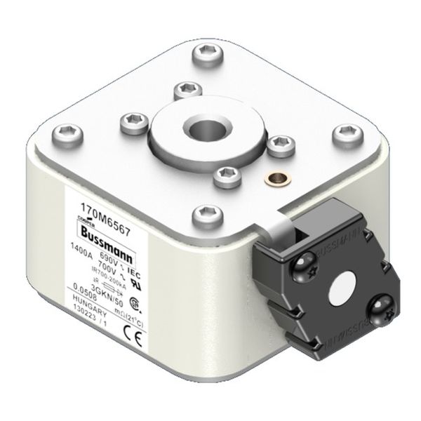 Fuse-link, high speed, 1400 A, AC 690 V, size 3, 76 x 92 x 53 mm, aR, IEC, UL, type K indicator image 2