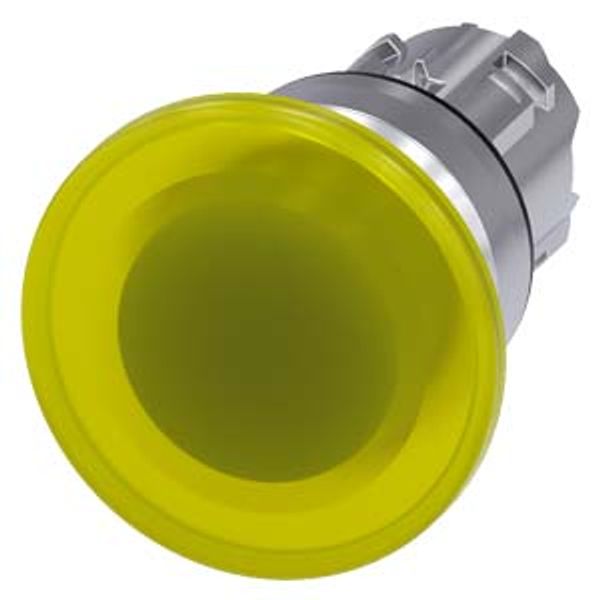 Illuminated mushroom pushbutton, 22 mm, round, metal, shiny, yellow,  3SU1051-1BD30-0AA0-Z Y11 image 1