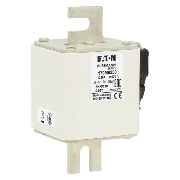 Fuse-link, high speed, 1250 A, AC 1100 V, size 3, 76 x 92 x 139 mm, aR, DIN, IEC, single indicator image 10