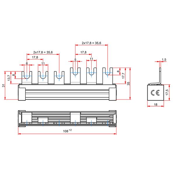 CU Busbar ( SPD B/C-RCD) TNS image 3