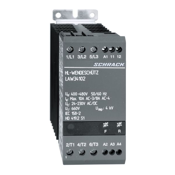 Solid State Reversing Contactor 3-pole 10A/24-480VAC/DC image 1