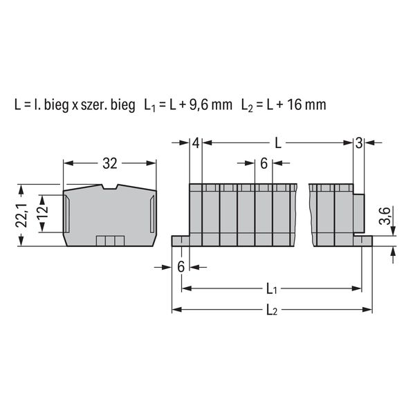 2-conductor terminal strip without push-buttons with fixing flanges gr image 4