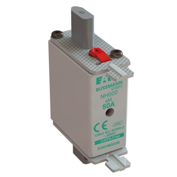 Fuse-link, low voltage, 50 A, AC 500 V, NH000, aM, IEC, dual indicator image 3