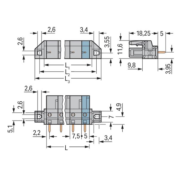 THT female header straight Pin spacing 7.5 mm gray image 4