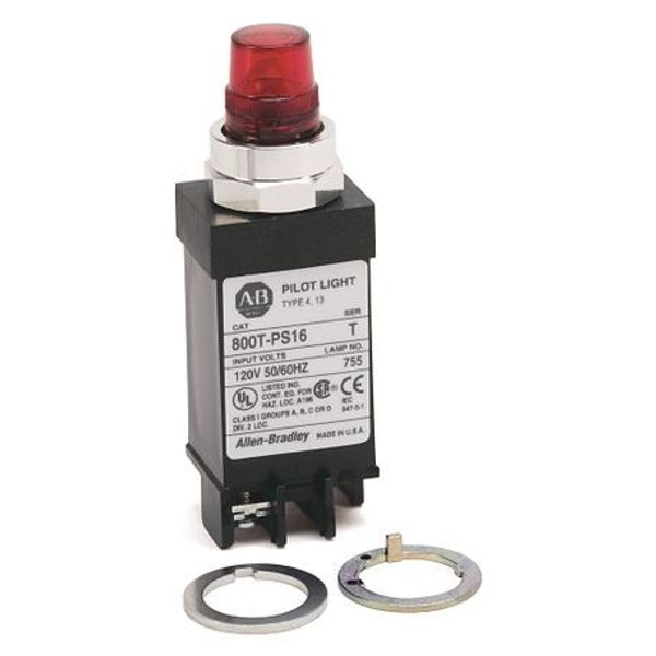 Allen-Bradley 800T-PS16A 800T PB, 18mm Pilot Light, Amber, Transformer Type, Standard Type, Incandescent Lamp, 120V AC 50/60 Hz image 1