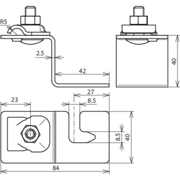 Roof conductor holder StSt f. trapezoid. tin roofs, clamping frame f.  image 2