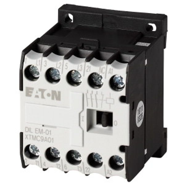 Contactor, 190 V 50 Hz, 220 V 60 Hz, 3 pole, 380 V 400 V, 4 kW, Contacts N/C = Normally closed= 1 NC, Screw terminals, AC operation image 1
