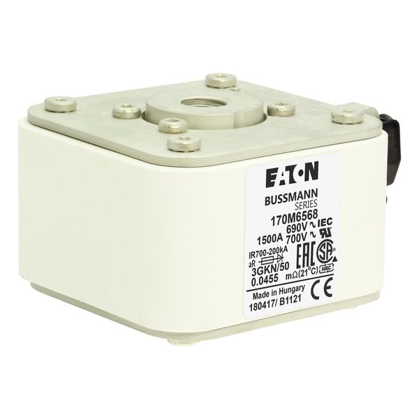 Fuse-link, high speed, 1500 A, AC 690 V, size 3, 76 x 92 x 53 mm, aR, IEC, UL, single indicator image 20