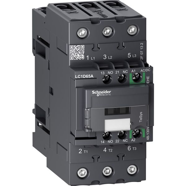 TeSys Deca contactor 3P 65A AC-3/AC-3e up to 440V coil 48-130V AC/DC EverLink image 1