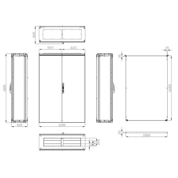 Compact enclosure 2 door IP54 H=1800 W=1200 D=400 mm image 3