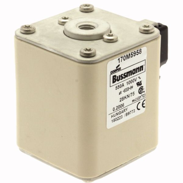 Fuse-link, high speed, 630 A, AC 1000 V, size 2, 59 x 77 x 75 mm, aR, IEC, UL, single indicator image 4