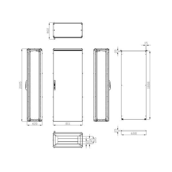 Modular enclosure 1 door IP55 H=2000 W=800 D=400 mm image 9