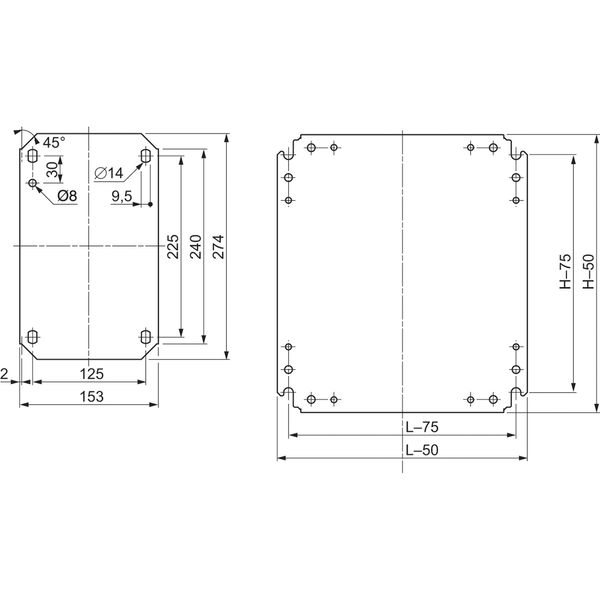 Plain mounting plate H400xW300mm made of galvanised sheet steel image 2