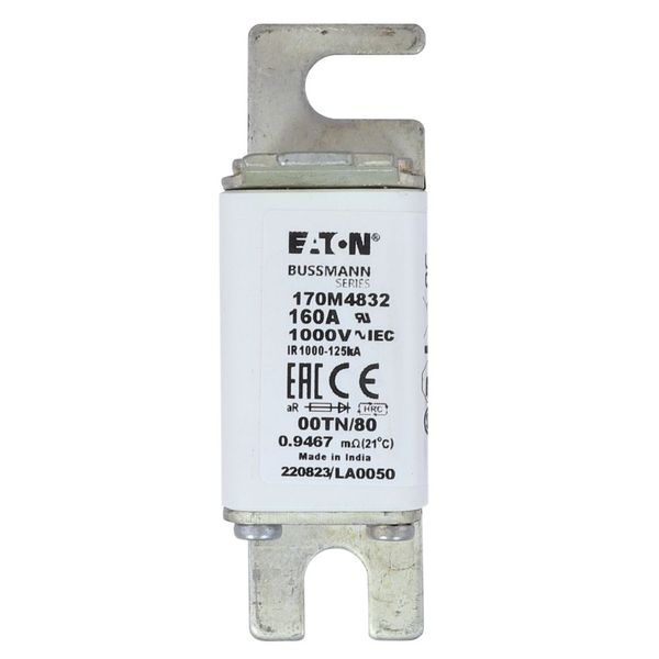 Fuse-link, high speed, 160 A, AC 1000 V, size 00, 30 x 47 x 98 mm, aR, DIN, IEC, type T indicator image 21