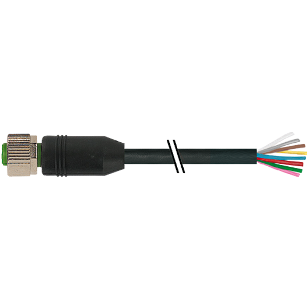 M12 female 0° A-cod. with cable PVC 8x0.25 bk UL/CSA 60m image 1