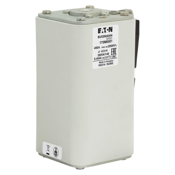 Fuse-link, high speed, 450 A, AC 2000 V, size 3, 74 x 96 x 143 mm, aR, IEC, single indicator image 18