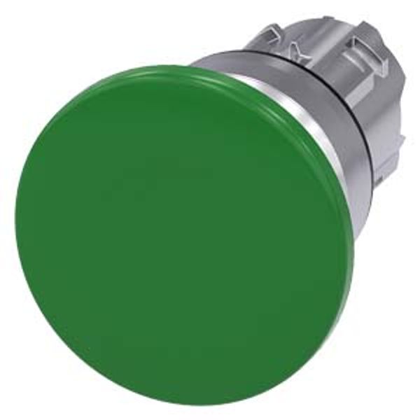 Mushroom pushbutton, 22 mm, round, metal, shiny, green, 40 mm, momentary 3SU1050-1BD40-0AA0-Z Y15 image 2