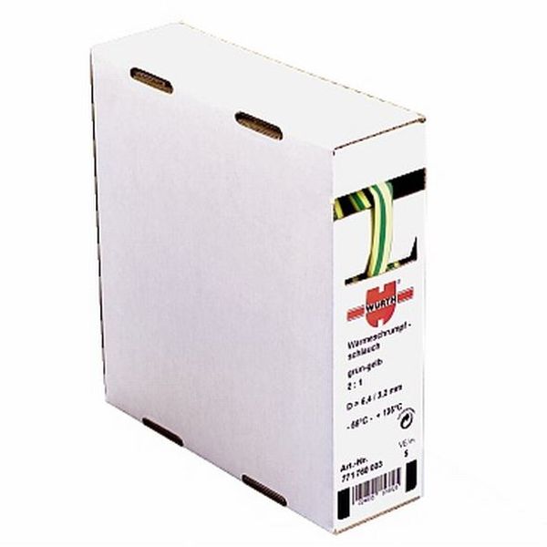 Heat-shrinkable tube, thin-wall, yel-grn 12.7/6.4 mm 1box=5m image 1