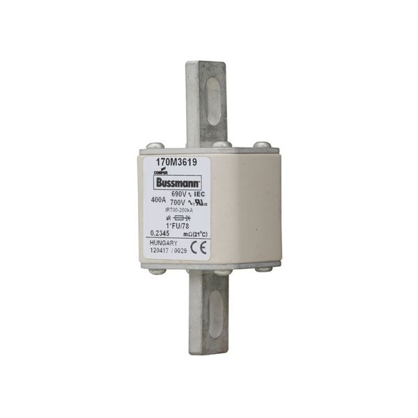 Fuse-link, high speed, 400 A, AC 690 V, compact size 1, 45 x 45 x 110 mm, aR, IEC, UL image 12