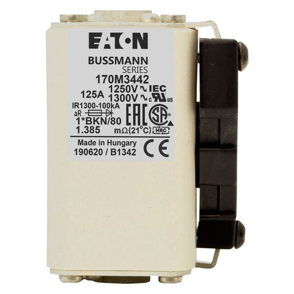 Fuse-link, high speed, 125 A, AC 1250 V, compact size 1, 45 x 59 x 81 mm, aR, IEC, UL, single indicator image 15