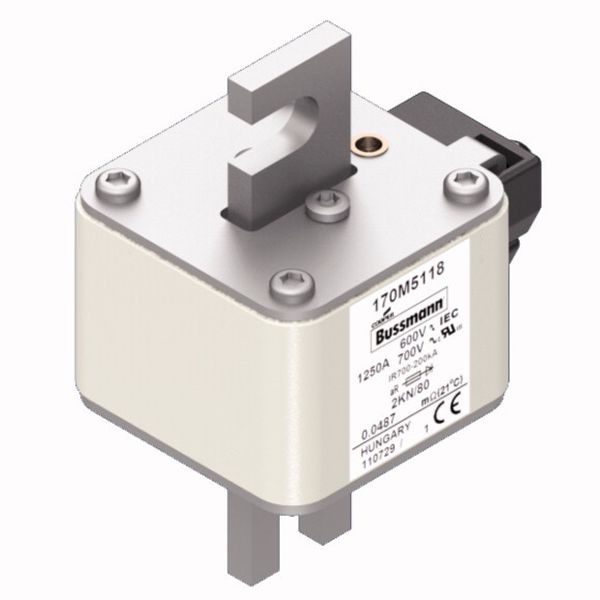 Fuse-link, high speed, 1250 A, AC 600 V, DIN 2, 61 x 77 x 108 mm, aR, DIN, IEC, single indicator image 3