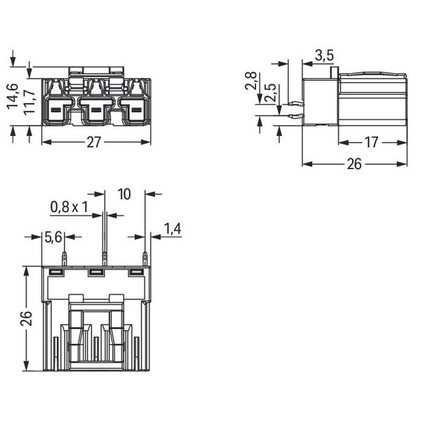 Plug for PCBs straight 3-pole black image 3