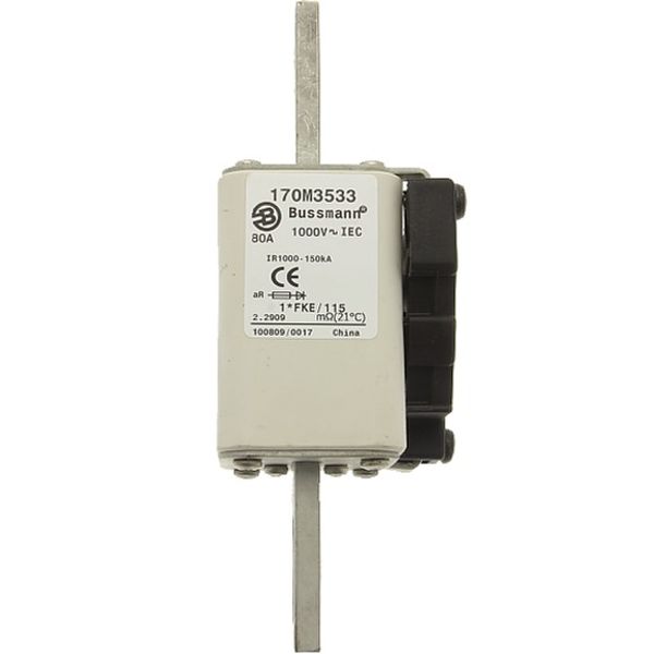 Fuse-link, high speed, 160 A, AC 1000 V, compact size 1, 43 x 60 x 156 mm, aR, IEC, single indicator image 1