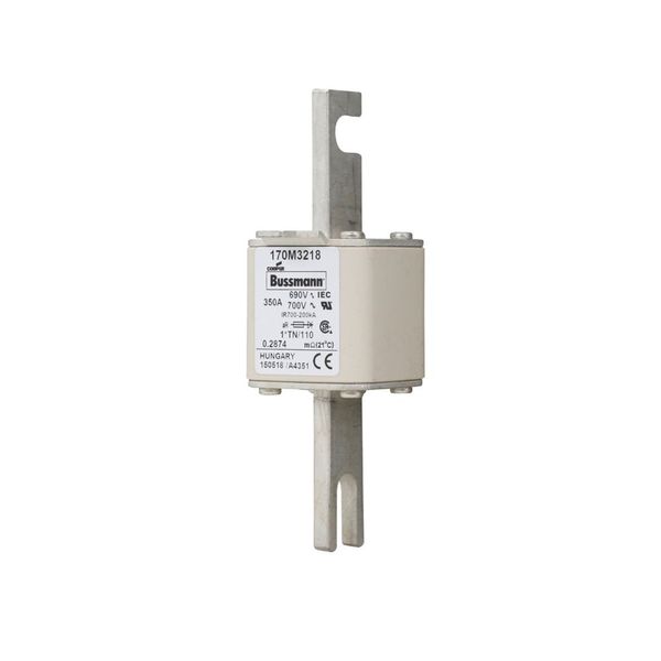 Fuse-link, high speed, 350 A, AC 690 V, compact DIN 1, 45 x 58 x 134 mm, aR, DIN, IEC, single indicator, 80 mm centres image 7