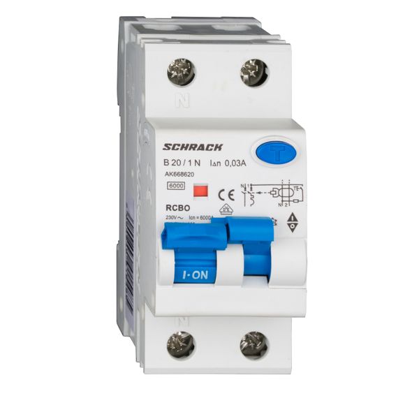 Combined MCB/RCD (RCBO) 1+N, AMPARO 6kA, B 20A, 30mA, Typ A image 1